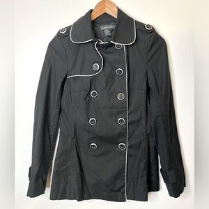Rampage Black Tipped Short Trench Coat, S